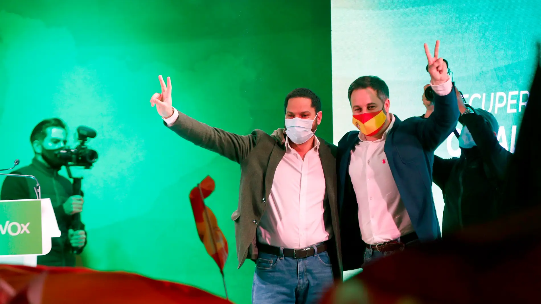 Santiago Abascal e Ignacio Garriga, durante un acto de Vox.