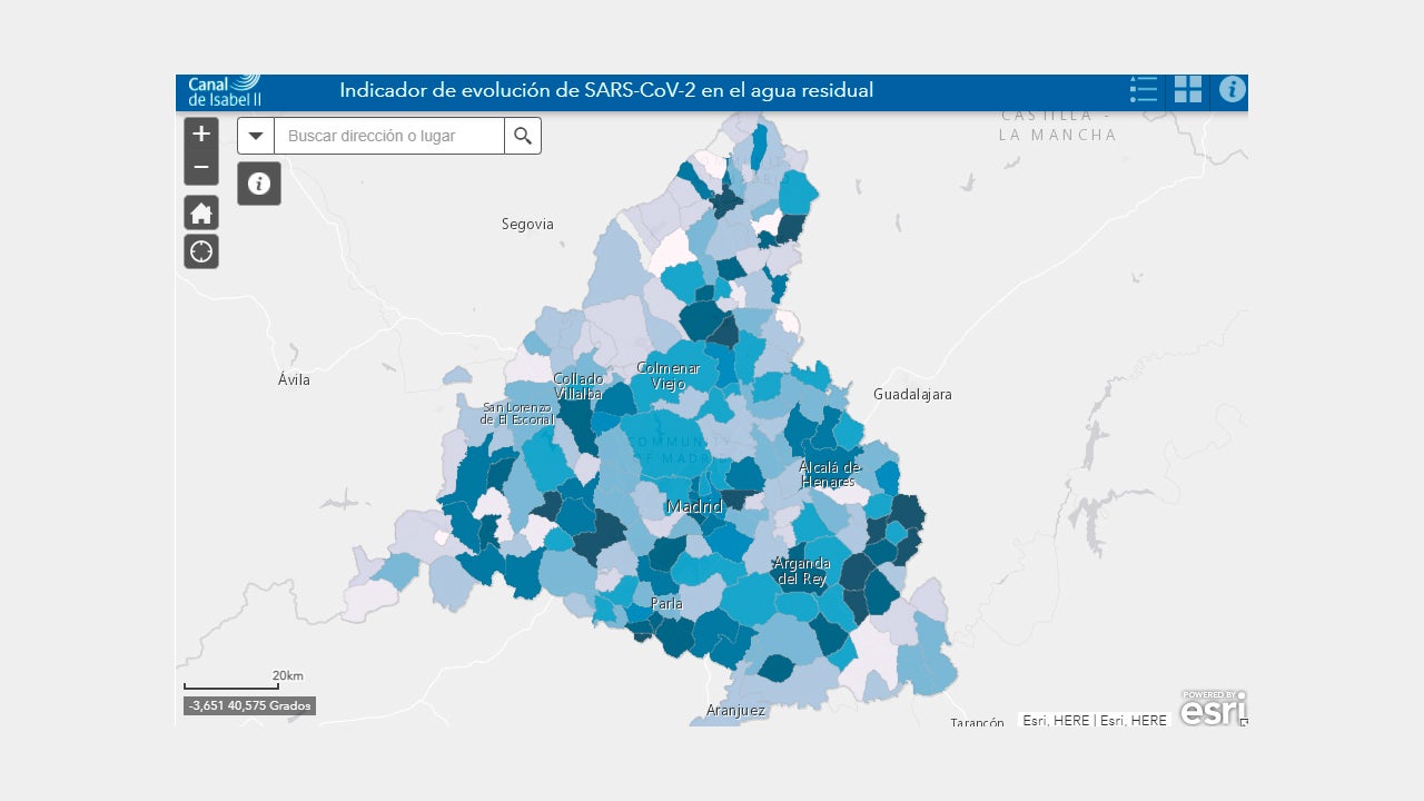 Consulta el mapa sobre la presencia del Covid-19 en las aguas residuales de la Comunidad de Madrid Consulta el mapa sobre la presencia del Covid-19 en las aguas residuales de la Comunidad de Madrid