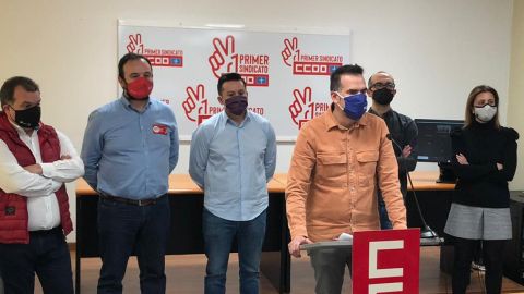 Zapico y Lanero UGT y CCOO en Rueda de prensa