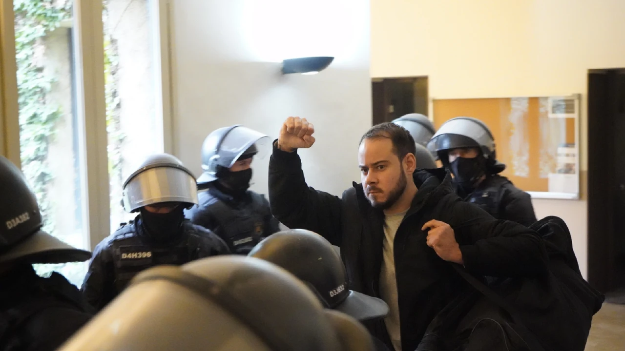 Pablo Hasél arrestado en la Universidad de Lleida el pasado martes 16 de febrero