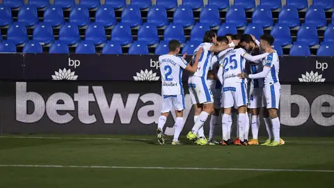 El Leganés celebra un gol ante el Almería El Leganés celebra un gol ante el Almería