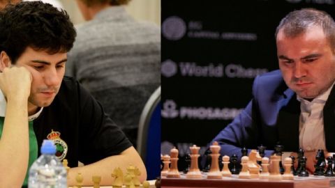 Enrique Tejedor, ajedrecista c&aacute;ntabro, y Mamedyarov