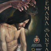 Este cartel nos presenta un Cristo Humano en actitud de total meditación, sin calles, sin adornos, con colores apagados y tonos poco luminosos Este cartel nos presenta un Cristo Humano en actitud de total meditación, sin calles, sin adornos, con colores apagados y tonos poco luminosos