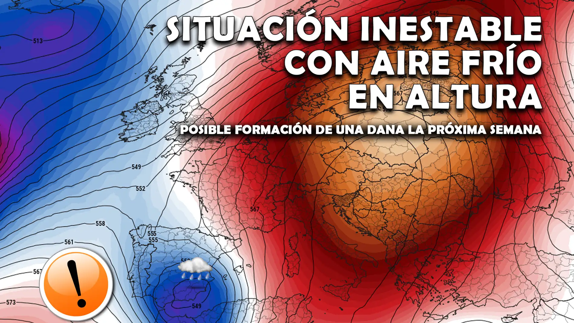 Proyecto Mastral informa que el aire frío en altura puede crear una DANA la próxima semana 