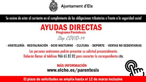 Secci&oacute;n para solicitar las ayudas 'Par&eacute;ntesis' a trav&eacute;s de la web del Ayuntamiento de Elche.