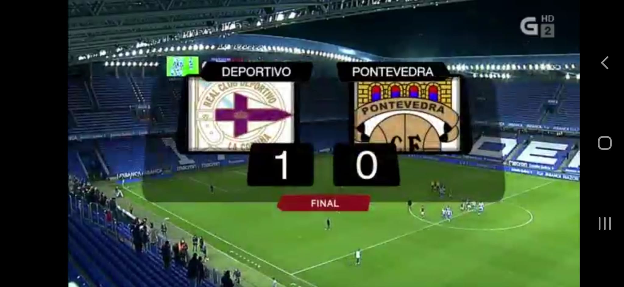 La victoria del Deportivo contra el Pontevedra tuvo una audiencia de 66.000 espectadores en la TVG2 La victoria del Deportivo contra el Pontevedra tuvo una audiencia de 66.000 espectadores en la TVG2