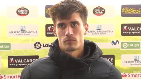 Pablo P&eacute;rez atiende a los medios tras el partido con La Ponferradina