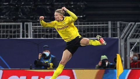 Haaland celebra un gol ante el Sevilla