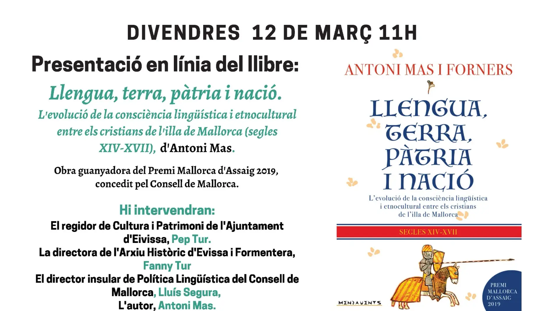 El Ayuntamiento de Ibiza presenta el último libro de Antoni Mas