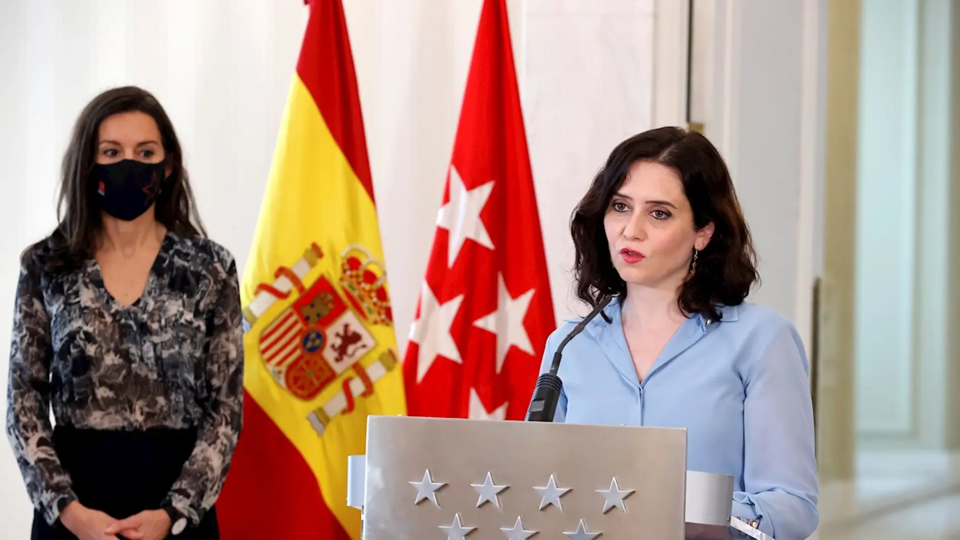 Isabel Díaz Ayuso durante su declaración institucional