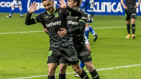 Javi Hern&aacute;ndez, tras marcar su primer gol frente al Real Oviedo.