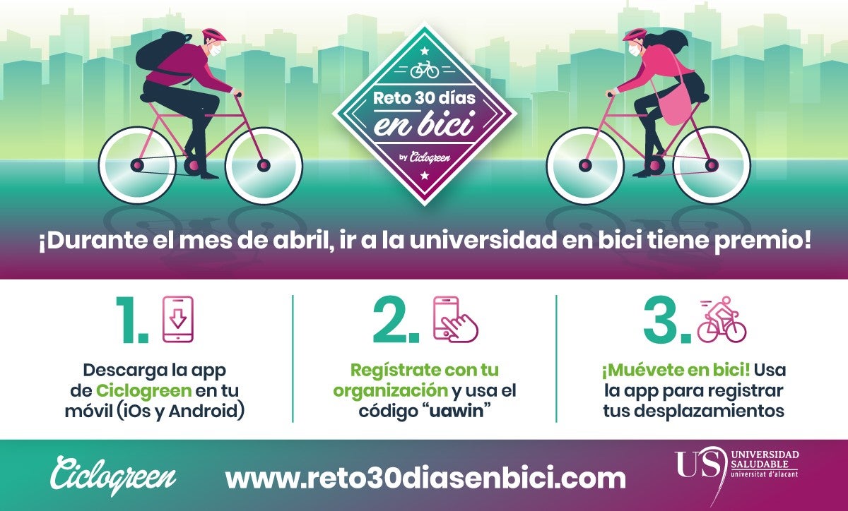 La Universidad de Alicante se suma durante todo el mes de abril al 'Reto 30 días en bici' La Universidad de Alicante se suma durante todo el mes de abril al 'Reto 30 días en bici'