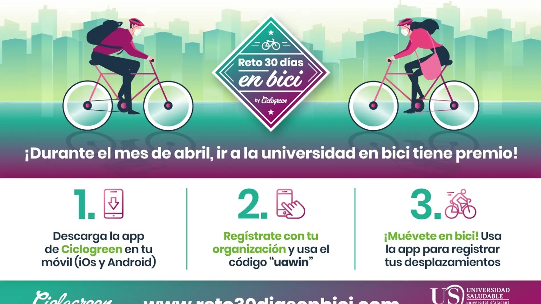 Cartel 'Reto 30 días' en bici