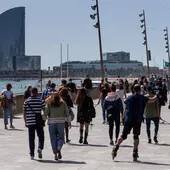 Vista de la playa de la Barceloneta Vista de la playa de la Barceloneta