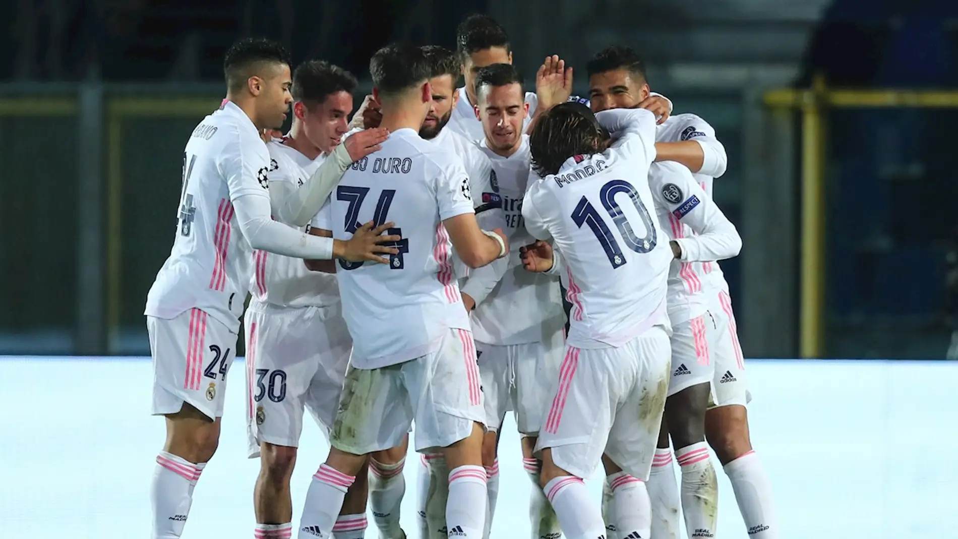 El Real Madrid celebra un gol en Champions