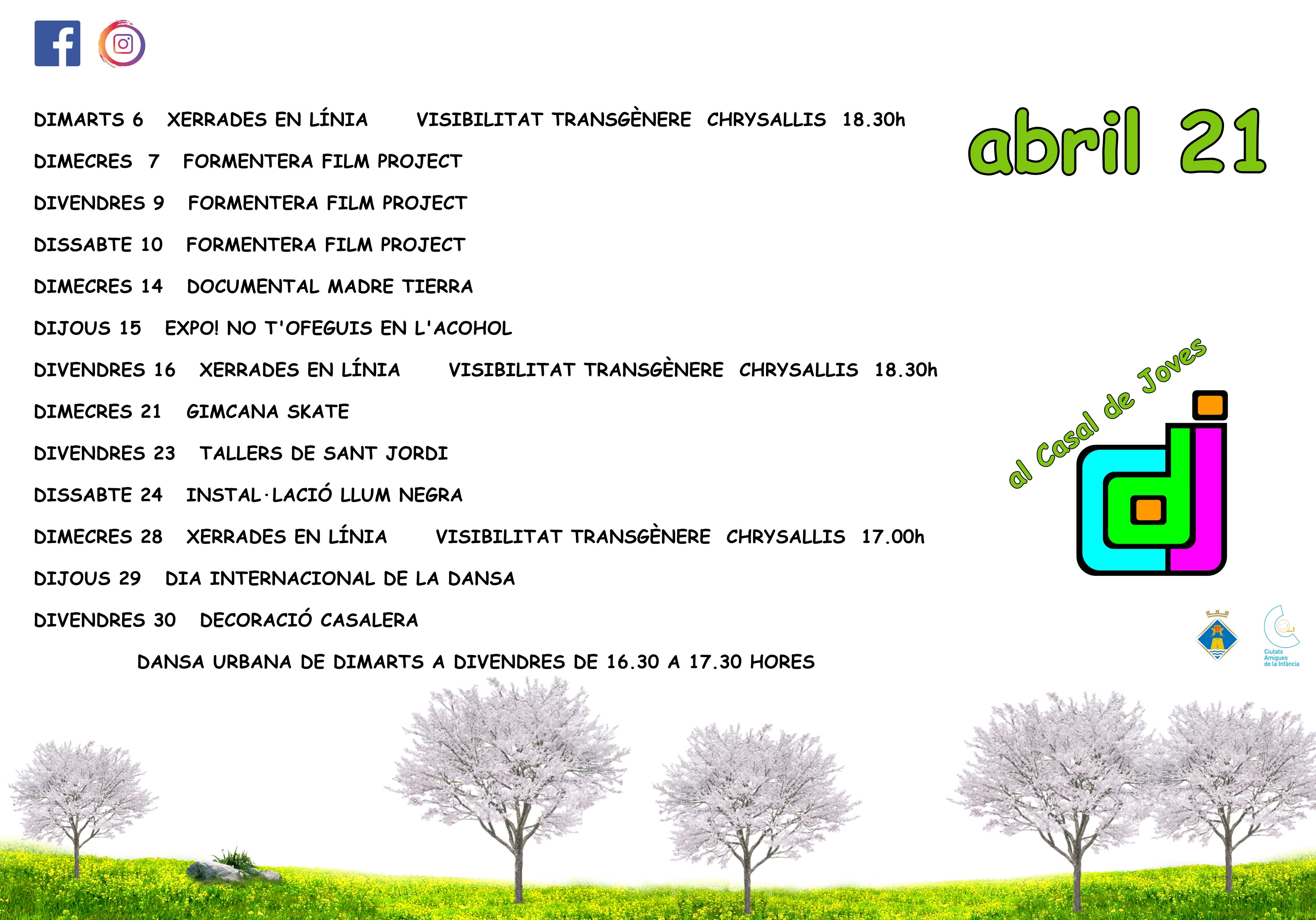 El Casal de Joves de Formentera presenta las actividades de abril El Casal de Joves de Formentera presenta las actividades de abril