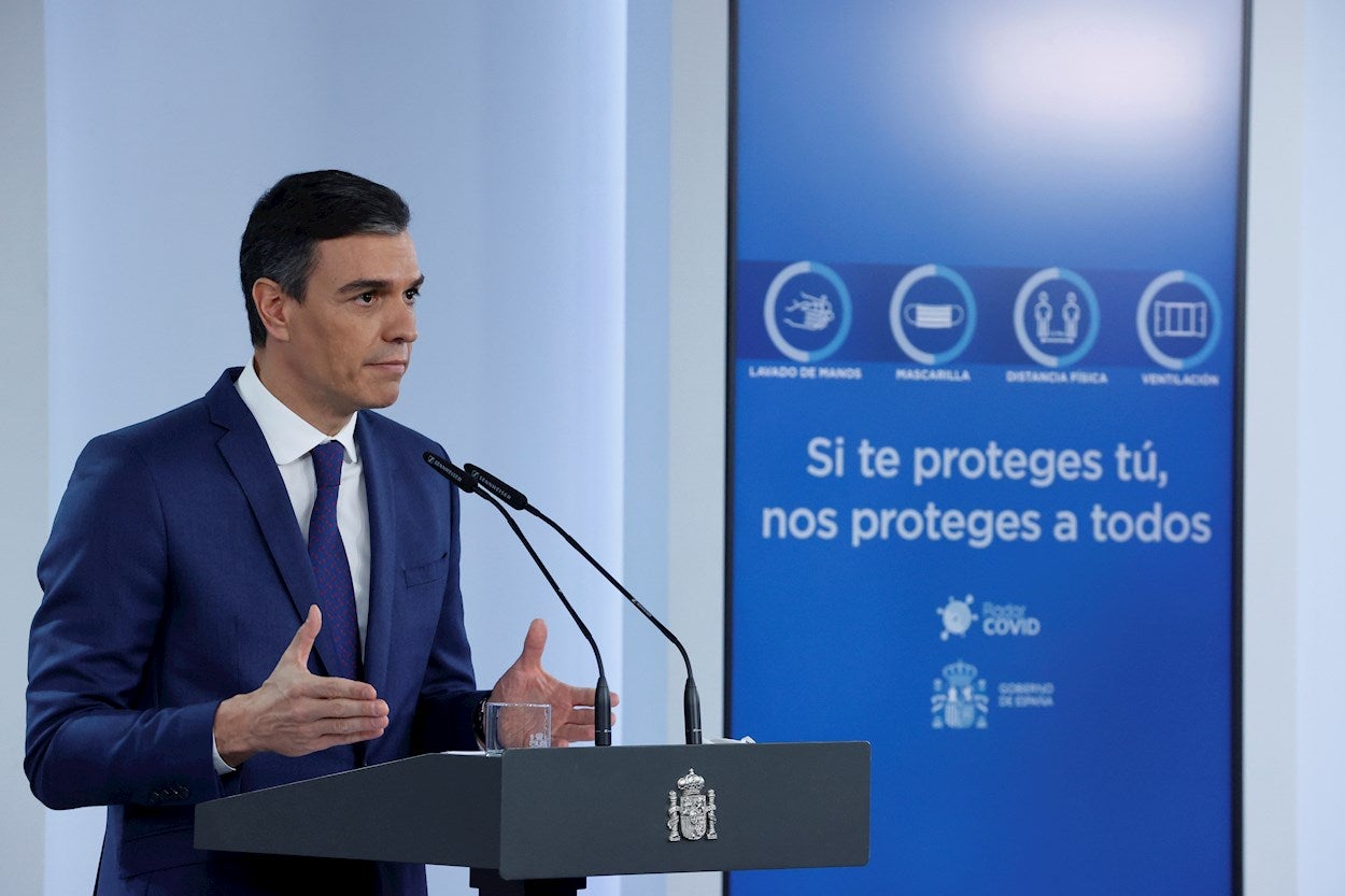 Pedro Sánchez se compromete a que cualquiera que lo desee pueda estar vacunado contra el covid-19 en septiembre Pedro Sánchez se compromete a que cualquiera que lo desee pueda estar vacunado contra el covid-19 en septiembre