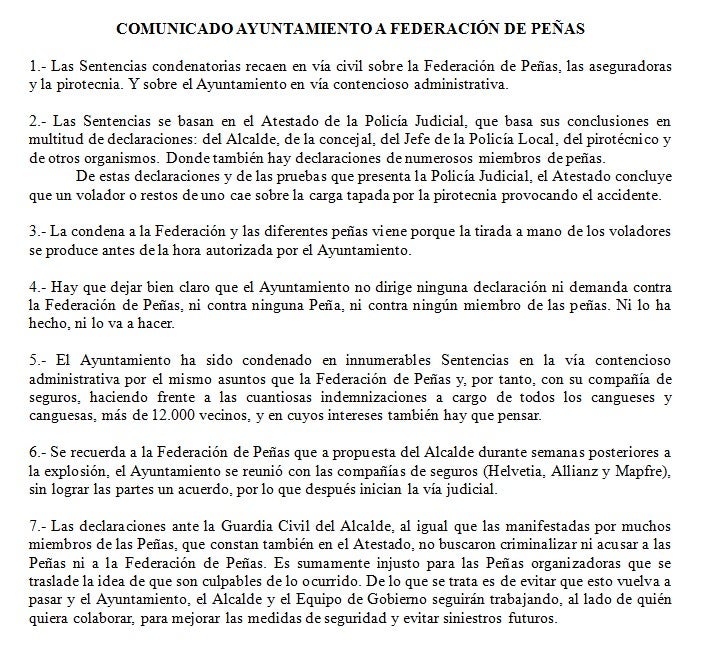 El Ayto de Cangas del Narcea responde a la Federación de Peñas El Ayto de Cangas del Narcea responde a la Federación de Peñas