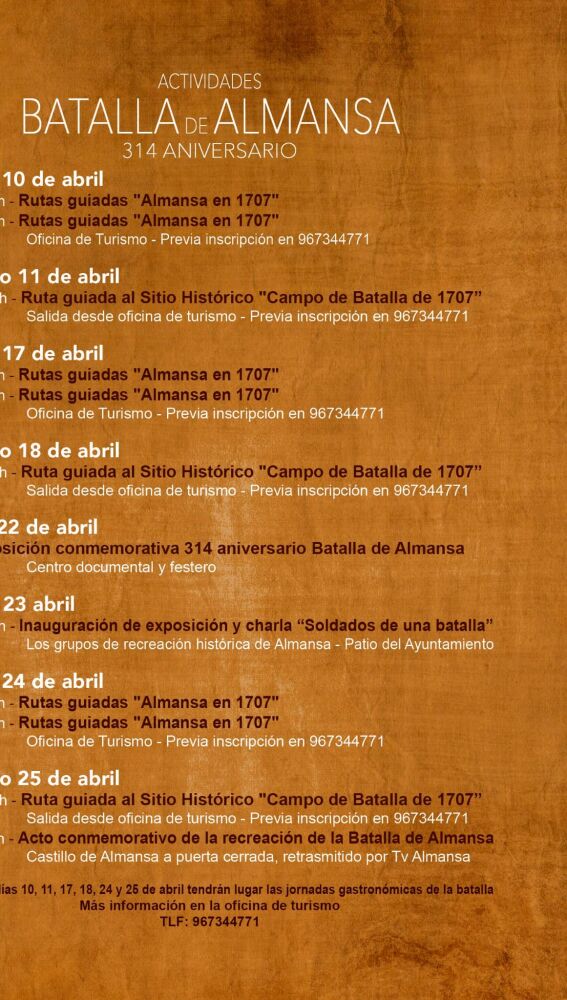 Actos programados para la Batalla de Almansa 2021