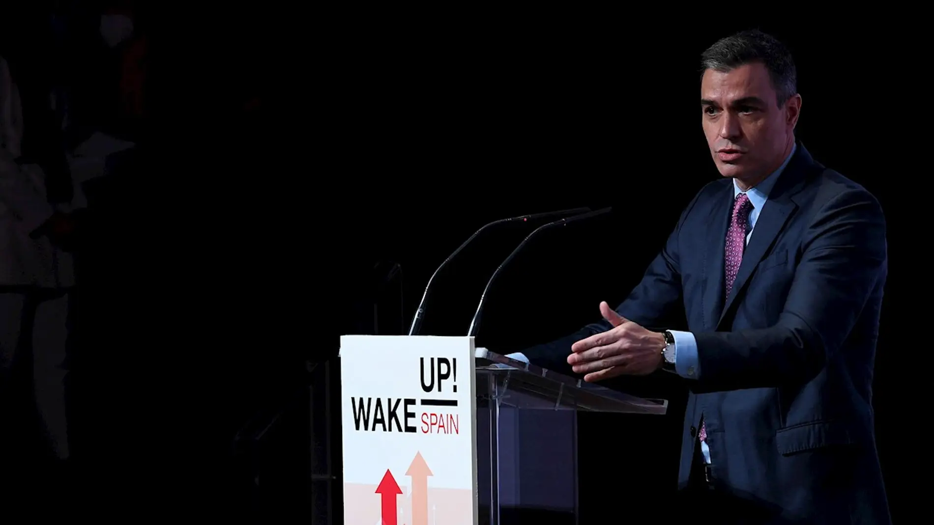 El presidente del Gobierno, Pedro Sánchez, durante su intervención en el foro Wake up Spain!