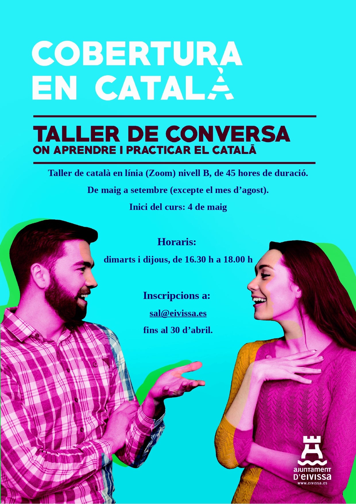 El Ayuntamiento de Ibiza ofrece un taller de conversación gratuito de catalán nivel B en línea. El Ayuntamiento de Ibiza ofrece un taller de conversación gratuito de catalán nivel B en línea.