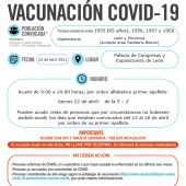 Convocatoria de vacunación de 65 años en León