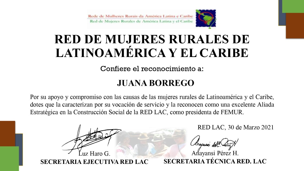 La Red LAC reconoce a Juana Borrego La Red LAC reconoce a Juana Borrego