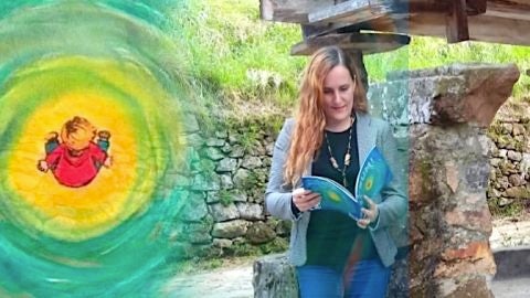 La ilustradora con el libro