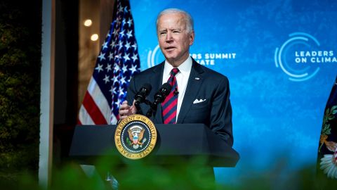  El presidente de EE.UU., Joe Biden, habla durante una Cumbre de L&iacute;deres sobre el Clima este jueves 22 de abril de 2021