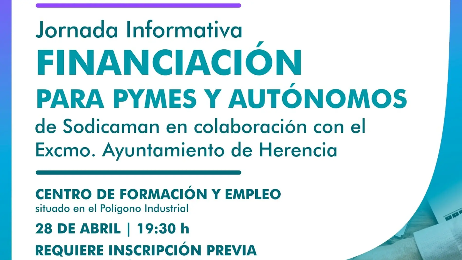 Ayuntamiento y Sodicaman organizan una Jornada Informativa sobre financiación para pymes y autónomos