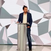 El candidato a la presidencia de la Comunidad de Madrid por Unidad Podemos, Pablo Iglesias, durante el debate de Telemadrid