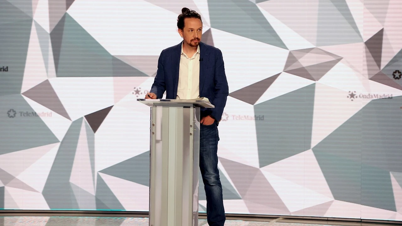 El candidato a la presidencia de la Comunidad de Madrid por Unidad Podemos, Pablo Iglesias, durante el debate de Telemadrid