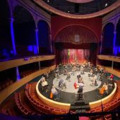 La Banda Sinfónica municipal en un ensayo en el Teatro Circo 
