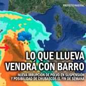 Sí, otra vez vuelve la posibilidad de lluvias de barro. La borrasca Lola favorecerá una nueva irrupción de polvo sahariano que nos llegará durante el fin de semana 