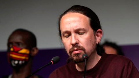 Pablo Iglesias durante su discurso de despedida de la pol&iacute;tica