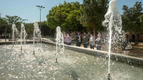Vista de la fuente de la Plaza del Progreso