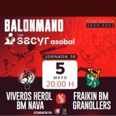Partido entre el Balonmano Nava y Granollers