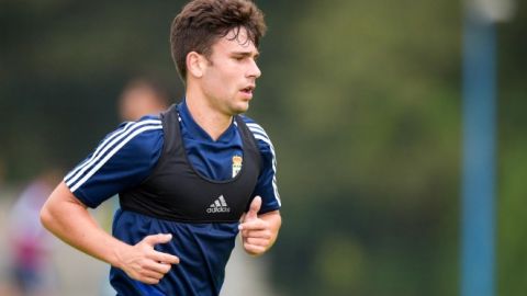 Jimmy, en un entrenamiento con el Real Oviedo