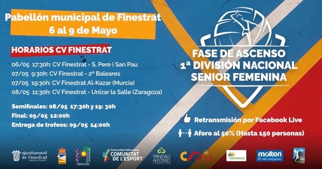 La Fase de ascenso a 1ª División Nacional Senior Femenina de Voley se juega en Finestrat La Fase de ascenso a 1ª División Nacional Senior Femenina de Voley se juega en Finestrat