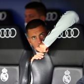 Eden Hazard, en el banquillo del Real Madrid.