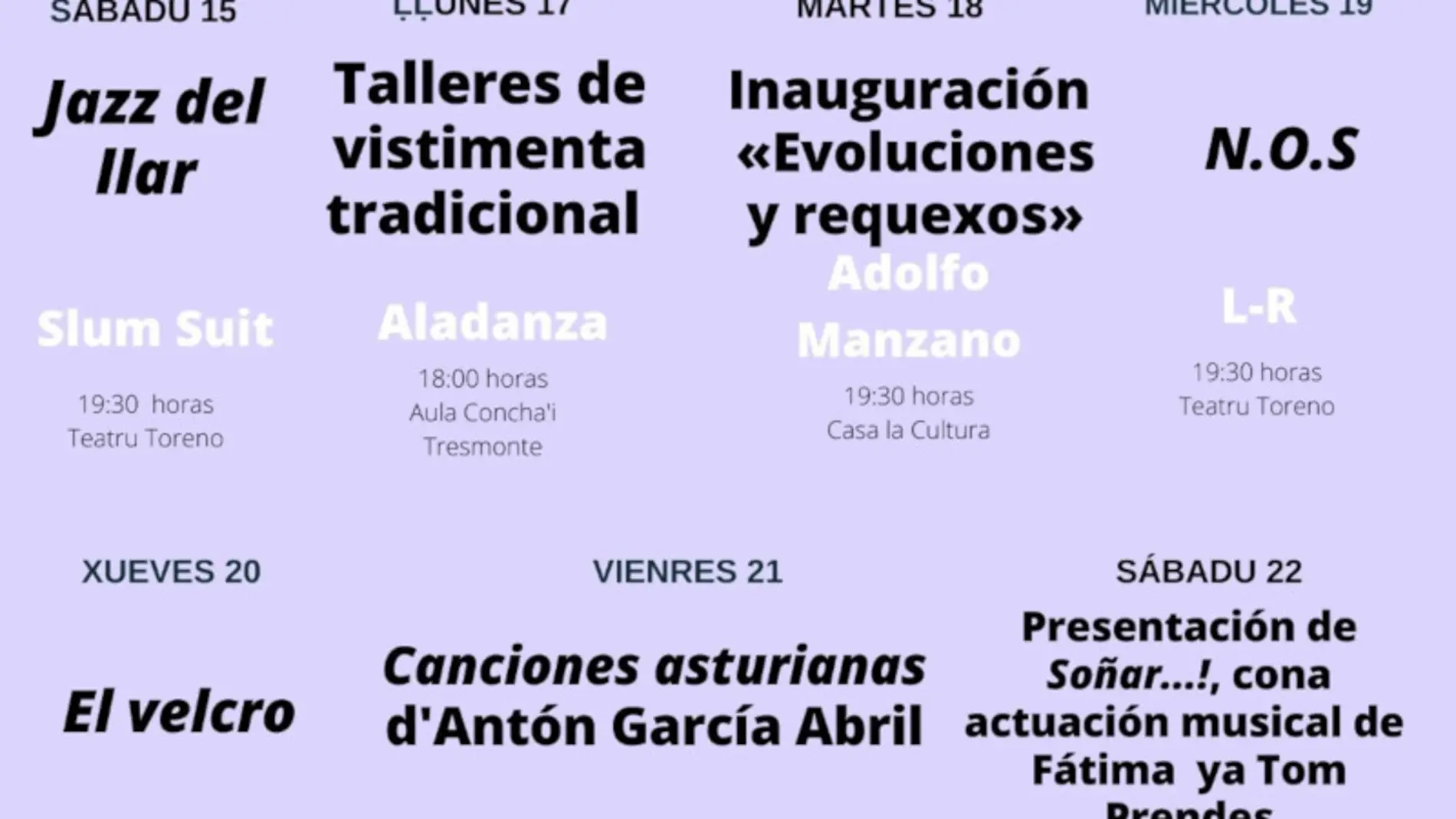 Cangas del Narcea celebra su XII Sumana de las Ḷḷetras Asturianas con conciertos, teatro, poesía y exposiciones 