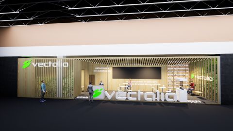 Recreación del frontal del estand de Vectalia en FITUR