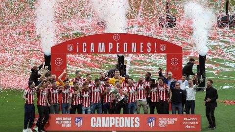 El Atlético de Madrid celebra el título de Liga en el Wanda