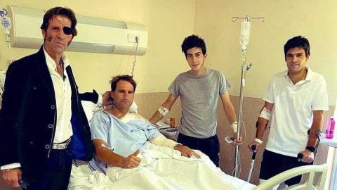 Juan Jos&eacute; Padilla junto a los toreros heridos en Vistalegre por fuertes cogidas