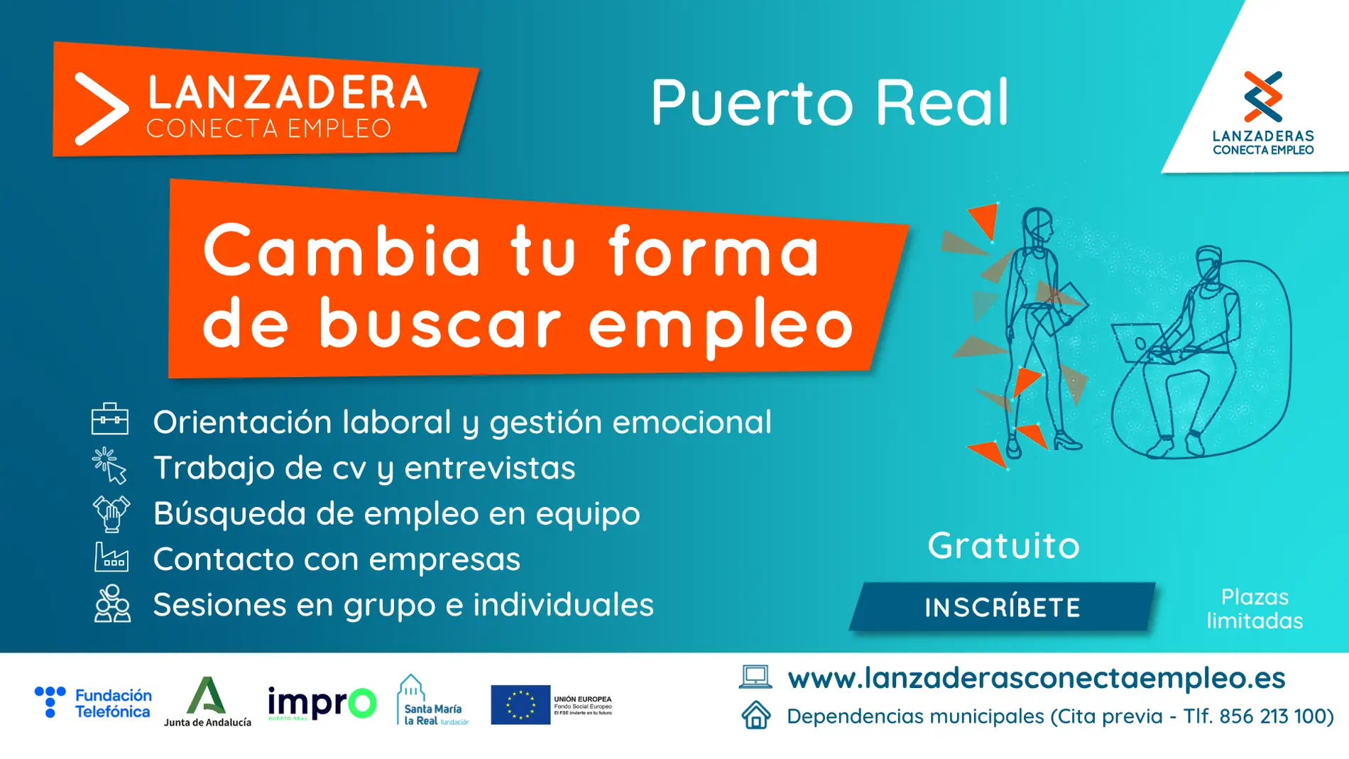 Cartel de la nueva lanzadera de empleo en Puerto Real