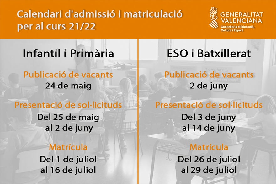 Se abre el proceso de admisión para el curso 2021-2022 en Infantil y Primaria y para Formación Profesional Se abre el proceso de admisión para el curso 2021-2022 en Infantil y Primaria y para Formación Profesional