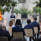 Pla general del president de la Generalitat, Pere Aragonès, en el seu discurs d'investidura al Pati dels Tarongers, el 24 de maig de 2021