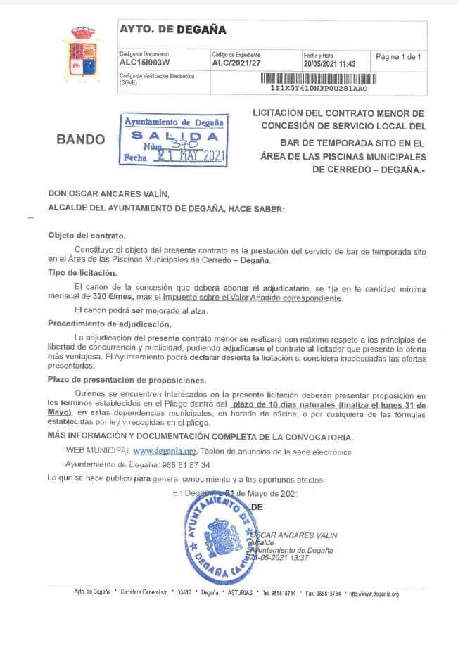 Sale a licitación la explotación del bar de las piscinas de Cerredo Sale a licitación la explotación del bar de las piscinas de Cerredo
