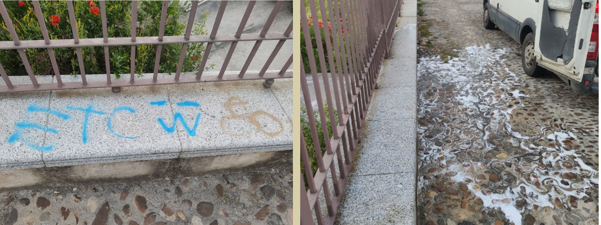 Continúan las labores de limpiezas de pintadas Continúan las labores de limpiezas de pintadas