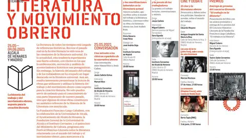 Cartel del Festival Literatura y Movimiento Obrero Festival organizado por la Fundación Francisco Largo Caballero